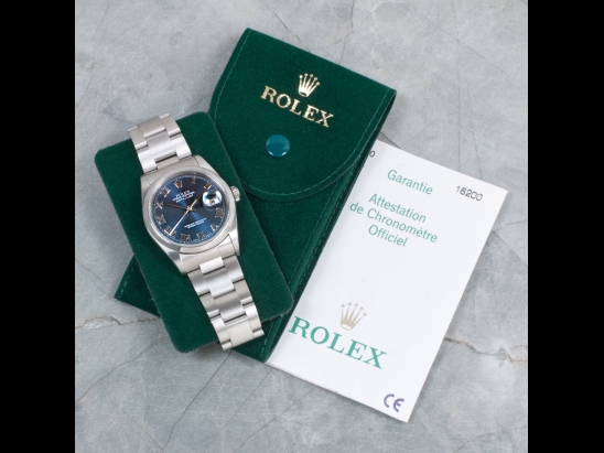 Rolex Datejust 36 Blu Oyster Blue Jeans Roman - Rolex Guarantee  Watch  16200 